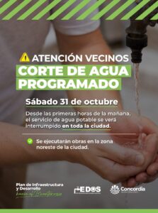 Interrupción programada del servicio de agua potable